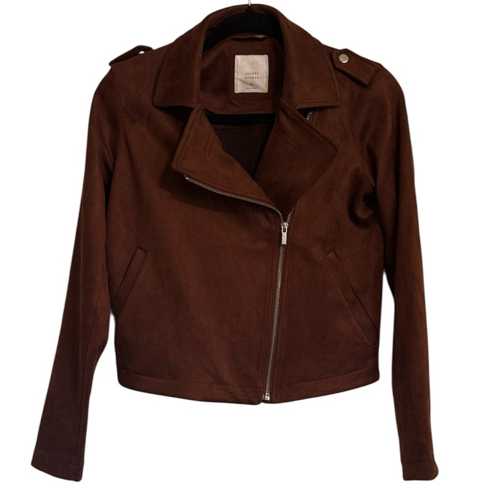 LC Lauren Conrad Dark Brown Faux Suede Jacket